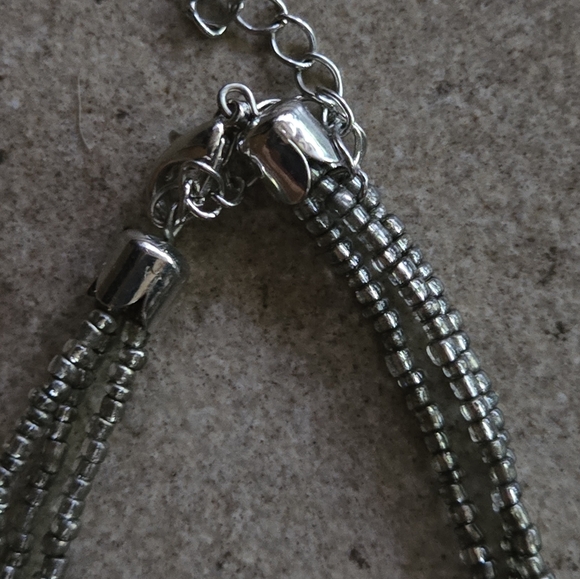 Lrg Round Abalone Pendant Statement Silver Tone Chain - Picture 5 of 8